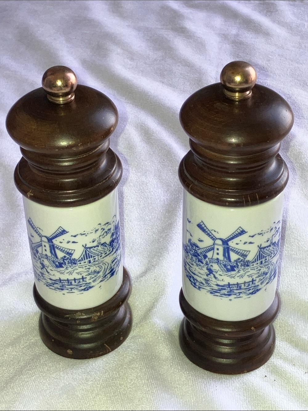 Vintage Delft Dutch Salt and Pepper Grinders